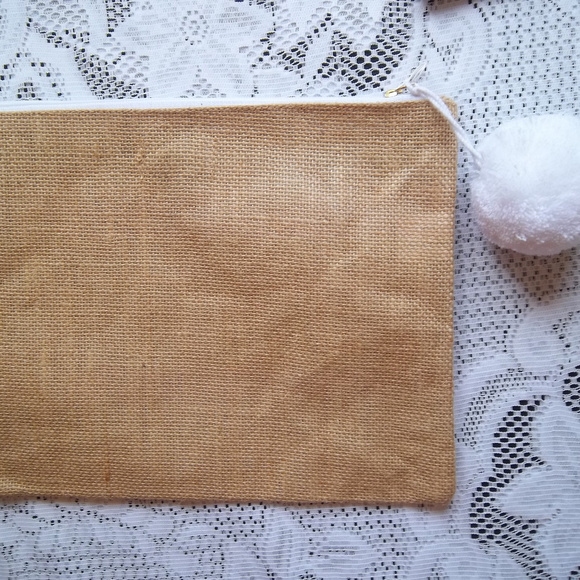 Mud Pie Merry On Holiday Burlap Pom Pom Bag - Picture 5 of 5